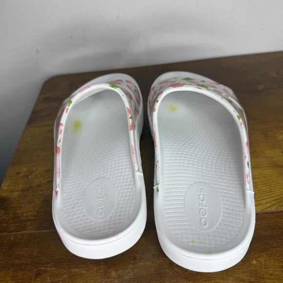 OOFOS OOahh Limited Edition Cherry Blossom Recovery Slides Women's Size 8 White - Picture 4 of 6